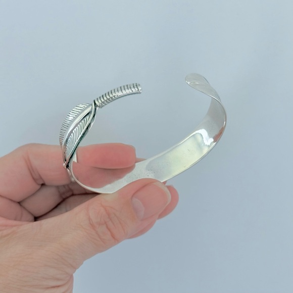 Sterling Silver Feather Bangle Bracelet, Silver Bracelets, Bangles, Angels Wing - Picture 8 of 14